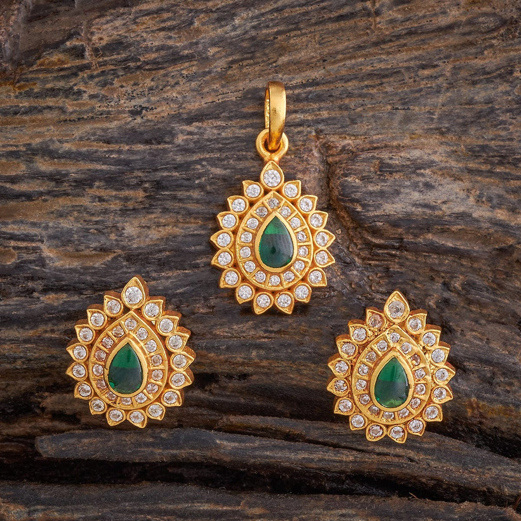 Temple Pendant Set Silver Temple Pendant Earring 178133