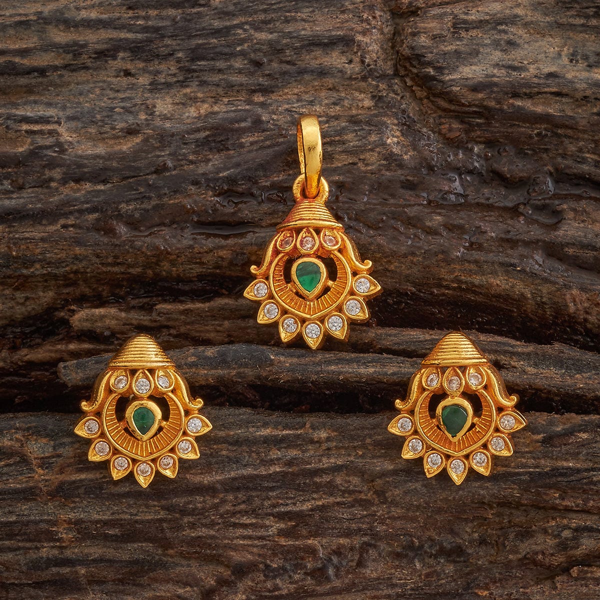 Temple Pendant Set Silver Temple Pendant Earring 185406