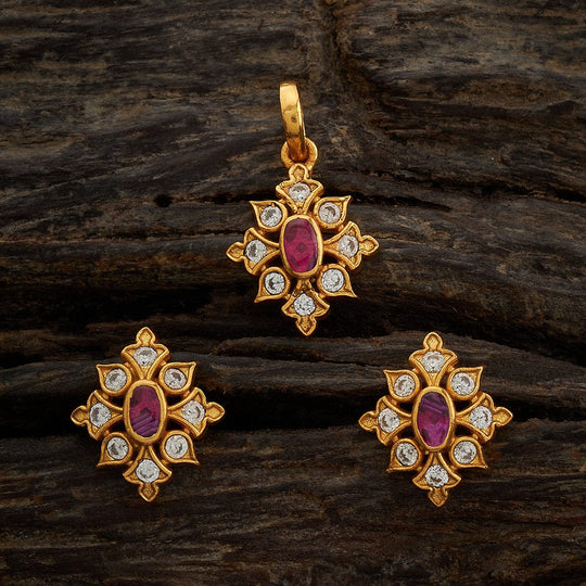 Temple Pendant Set Silver Temple Pendant Earring 170619