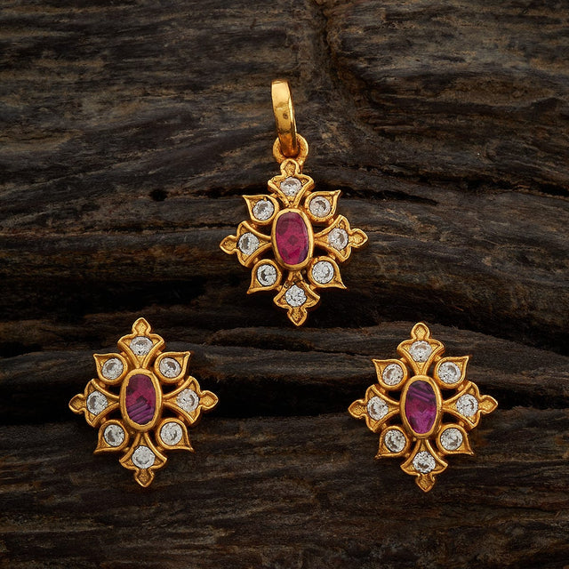 Temple Pendant Set Silver Temple Pendant Earring 170619