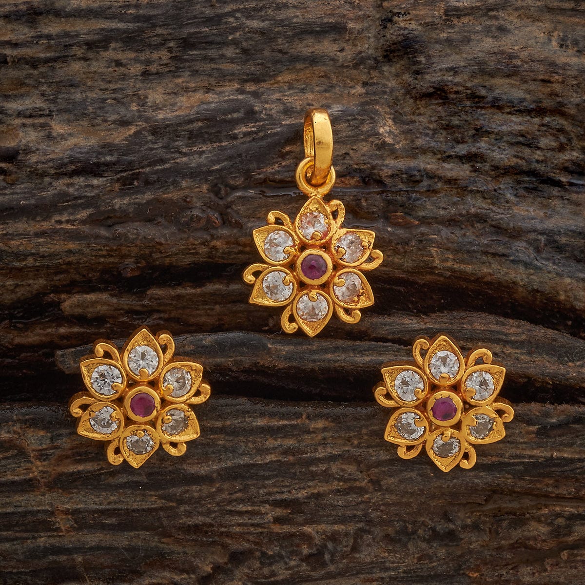 Temple Pendant Set Silver Temple Pendant Earring 180493