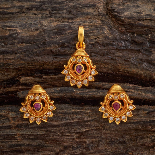 Temple Pendant Set Silver Temple Pendant Earring 185406