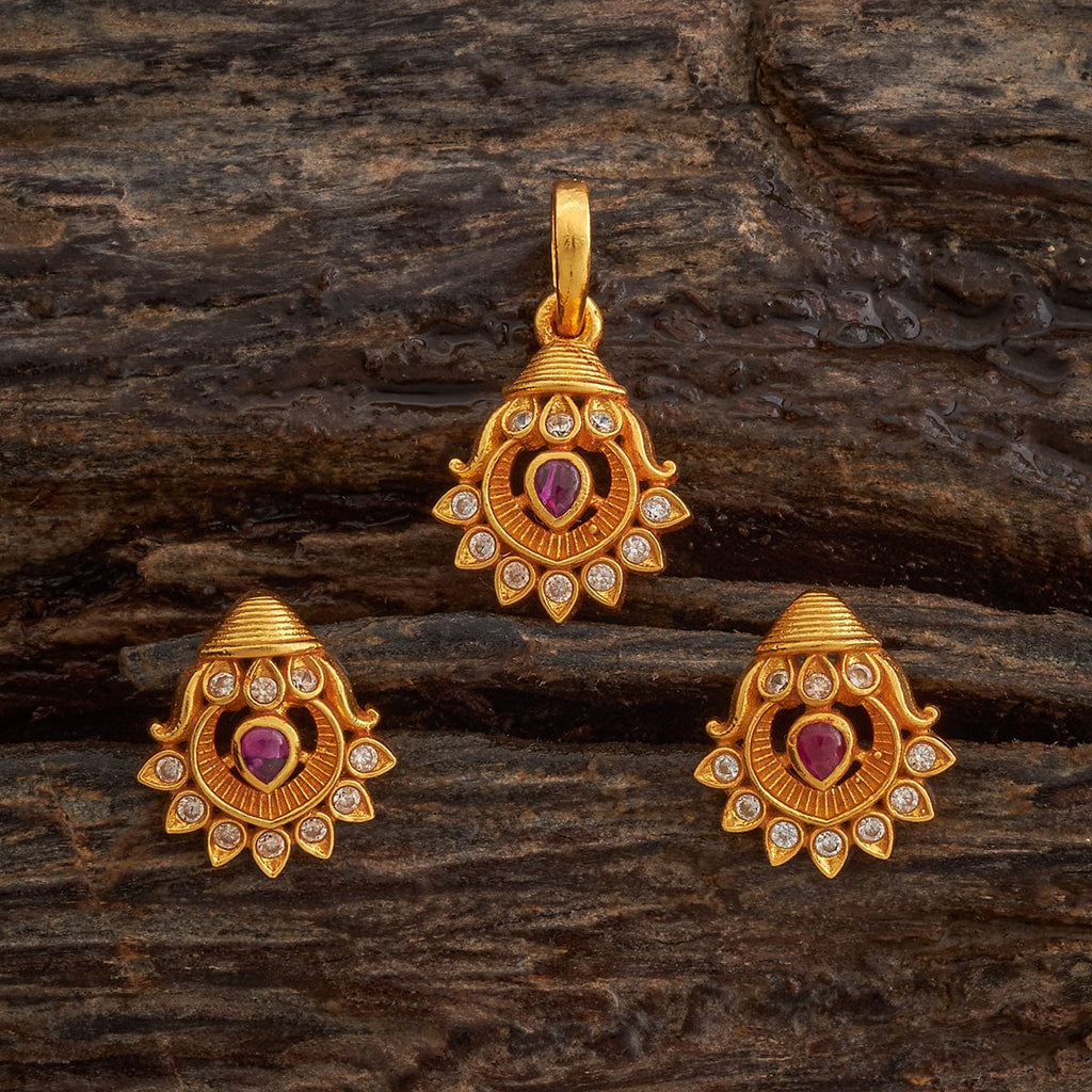 Temple Pendant Set Silver Temple Pendant Earring 185406