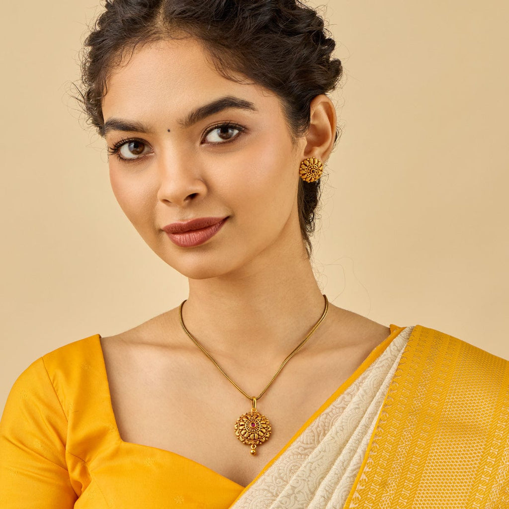 Temple Pendant Set Silver Temple Pendant Earring 172388