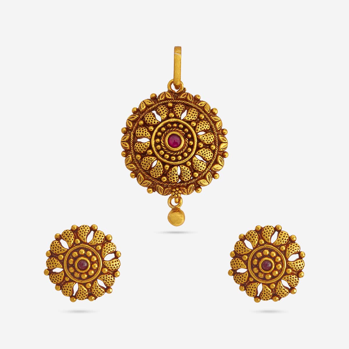 Temple Pendant Set Silver Temple Pendant Earring 172388