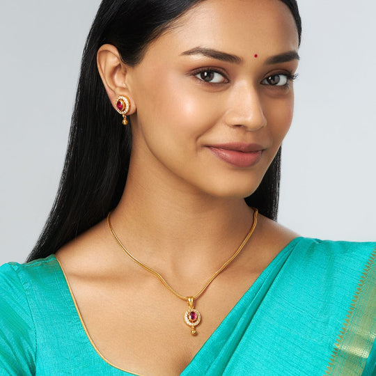 Temple Pendant Set Silver Temple Pendant Earring 146970