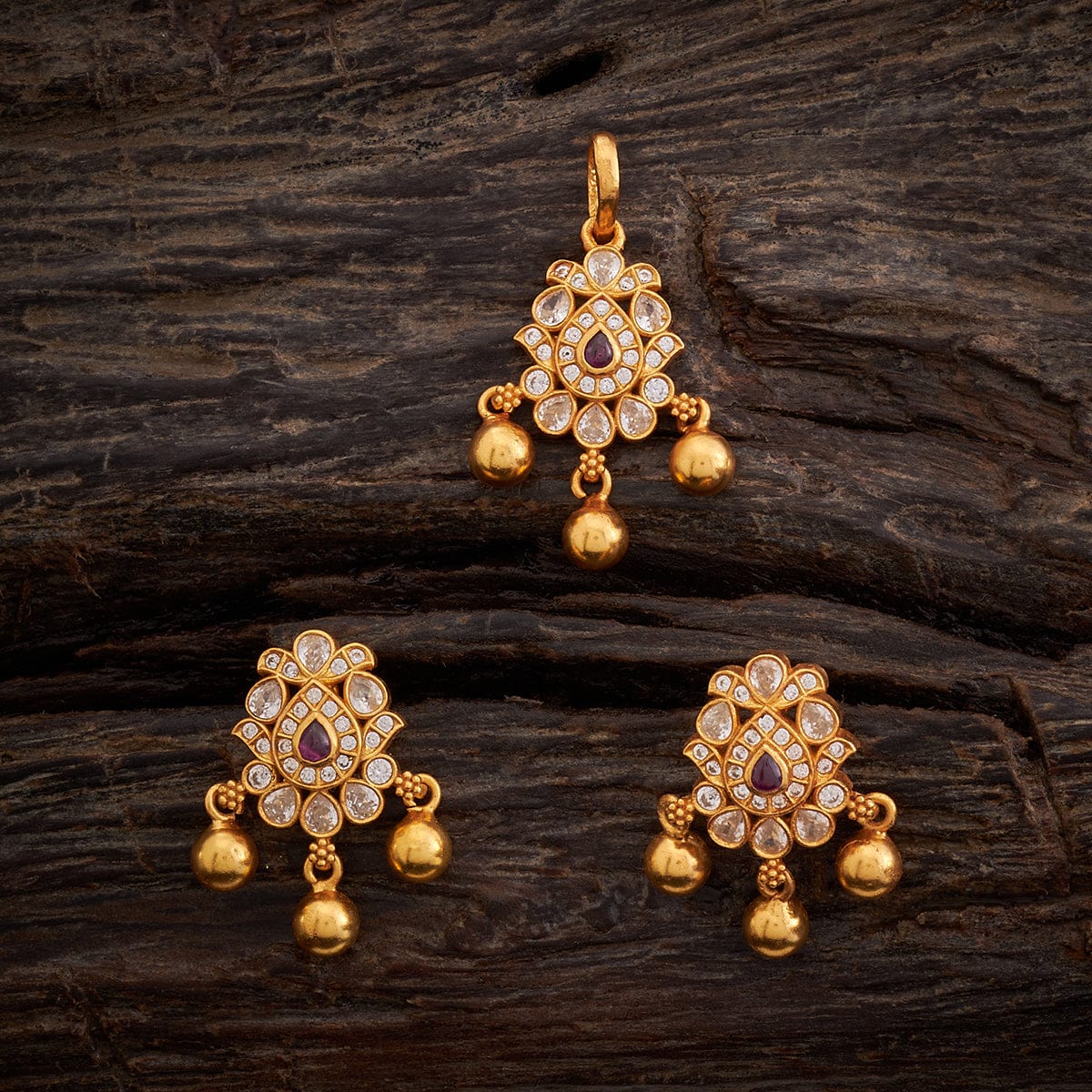 Temple Pendant Set Silver Temple Pendant Earring 158344