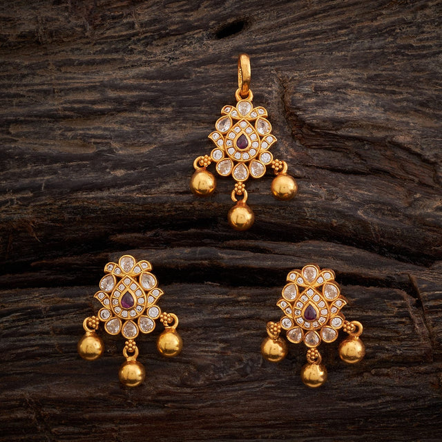 Temple Pendant Set Silver Temple Pendant Earring 158344