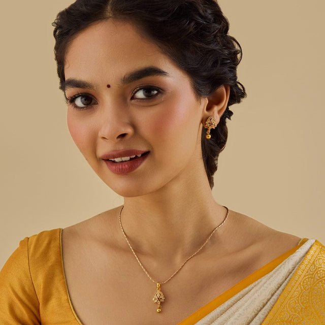 Temple Pendant Set Silver Temple Pendant Earring 173390