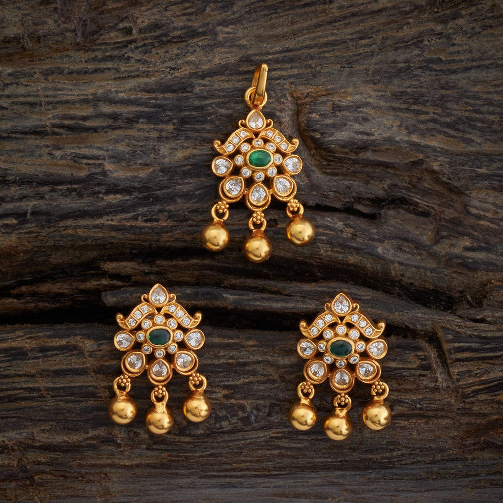 Temple Pendant Set Silver Temple Pendant Earring 173402