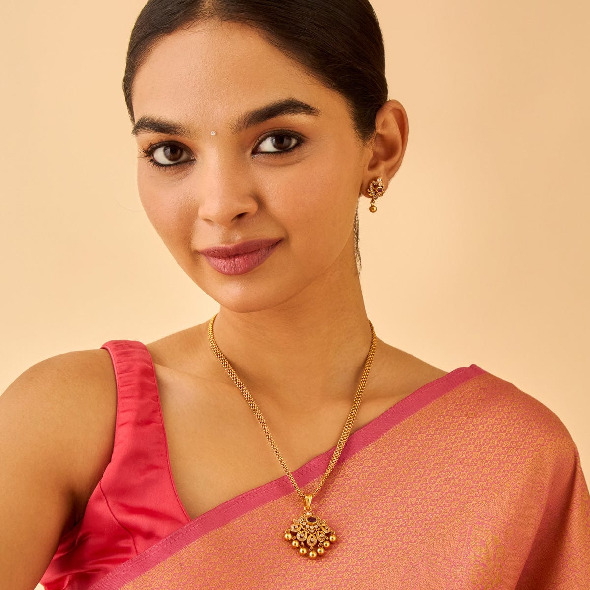 Temple Pendant Set Silver Temple Pendant Earring 177366