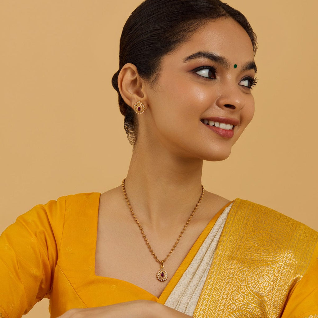 Temple Pendant Set Silver Temple Pendant Earring 178133