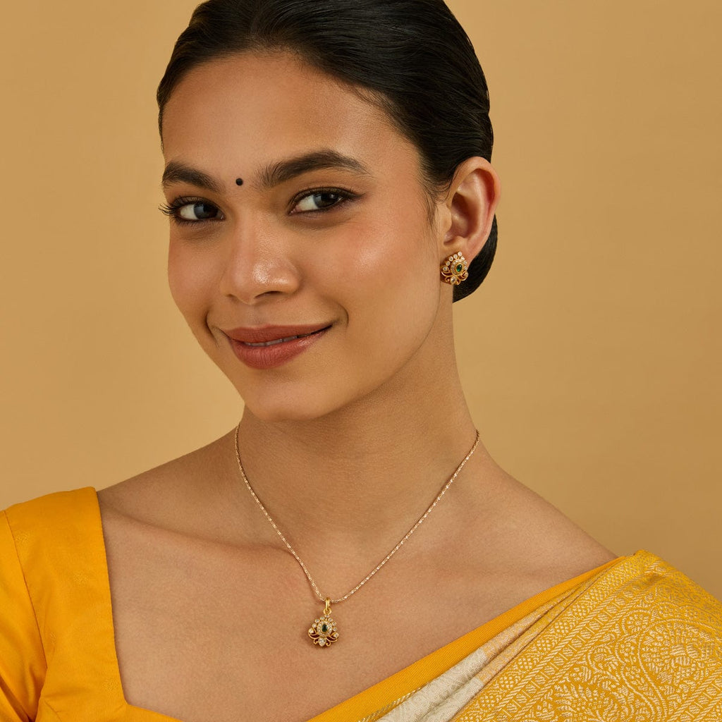 Temple Pendant Set Silver Temple Pendant Earring 178137