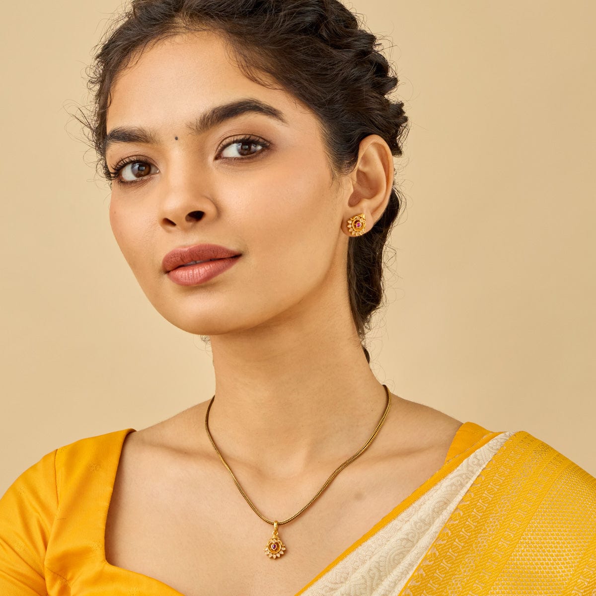 Temple Pendant Set Silver Temple Pendant Earring 185406