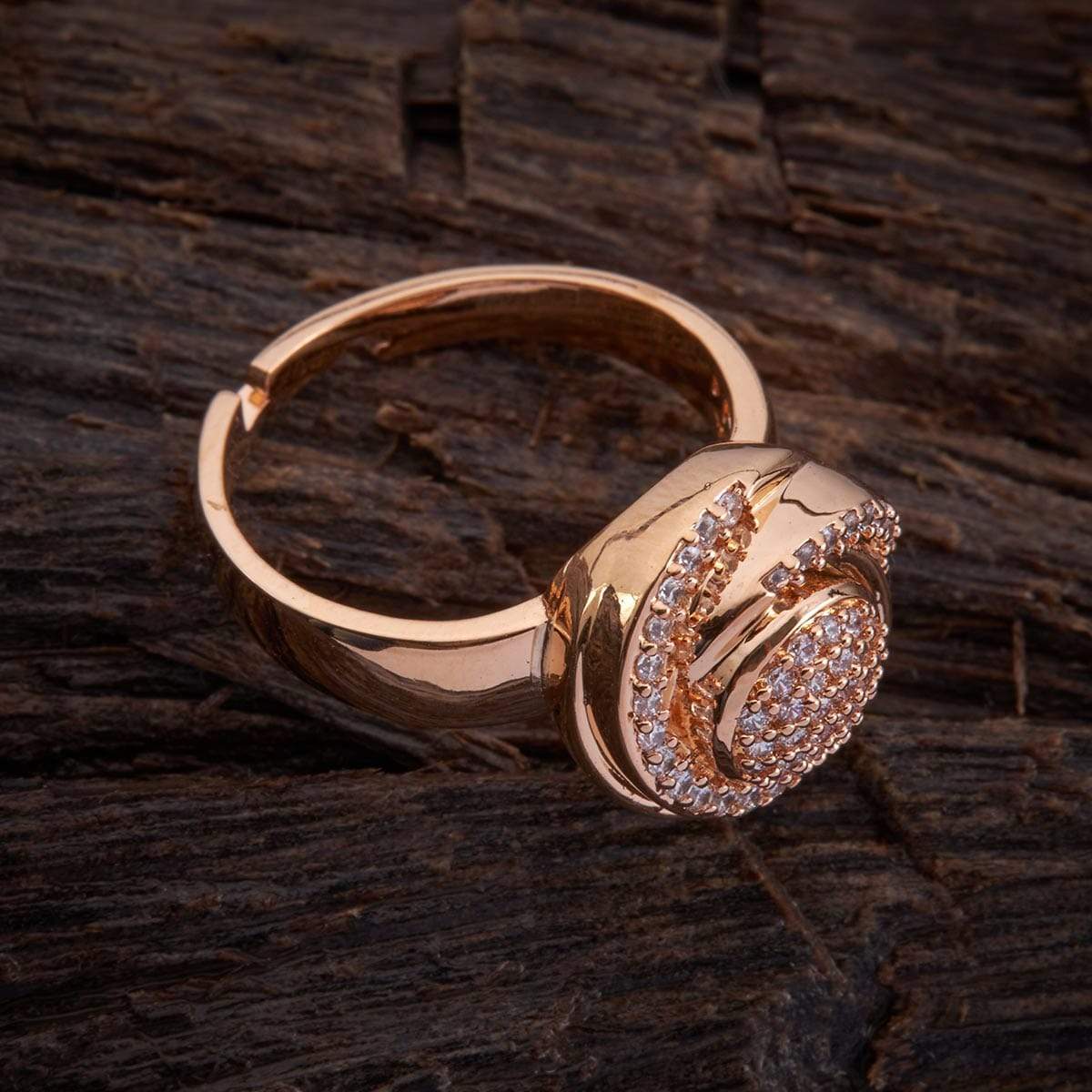 Buy Kushal's Fashion Jewellery Rose Gold Plated Zircon Studded Adjustable  Finger Ring - Ring for Women 24579014 | Myntra