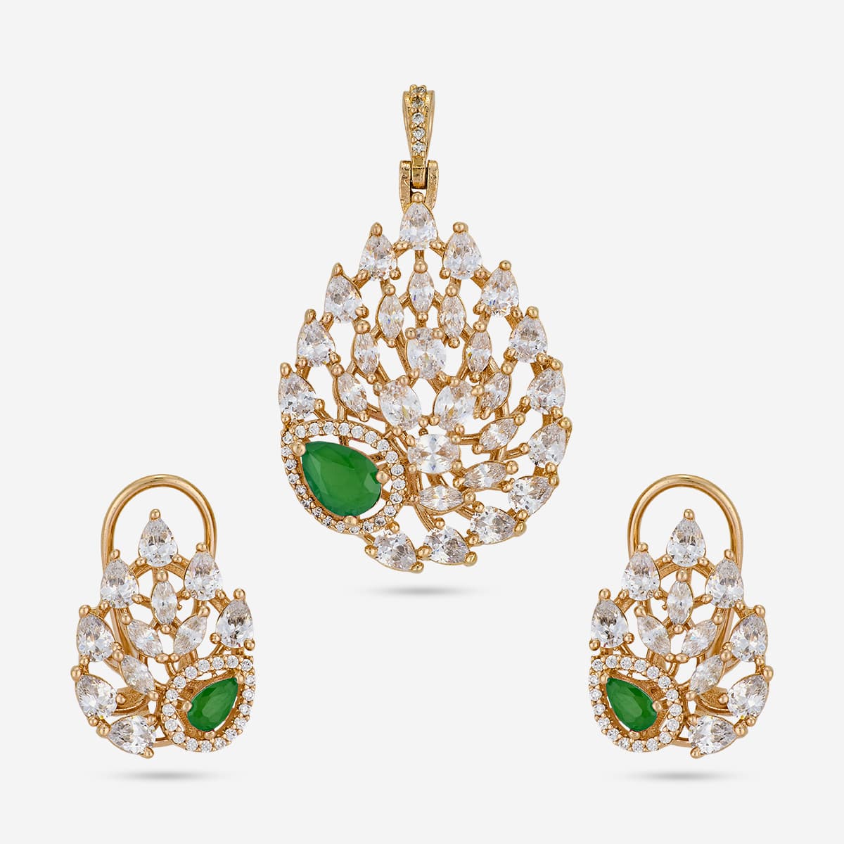 Zircon Pendant Set Zircon Pendant Earring 200528