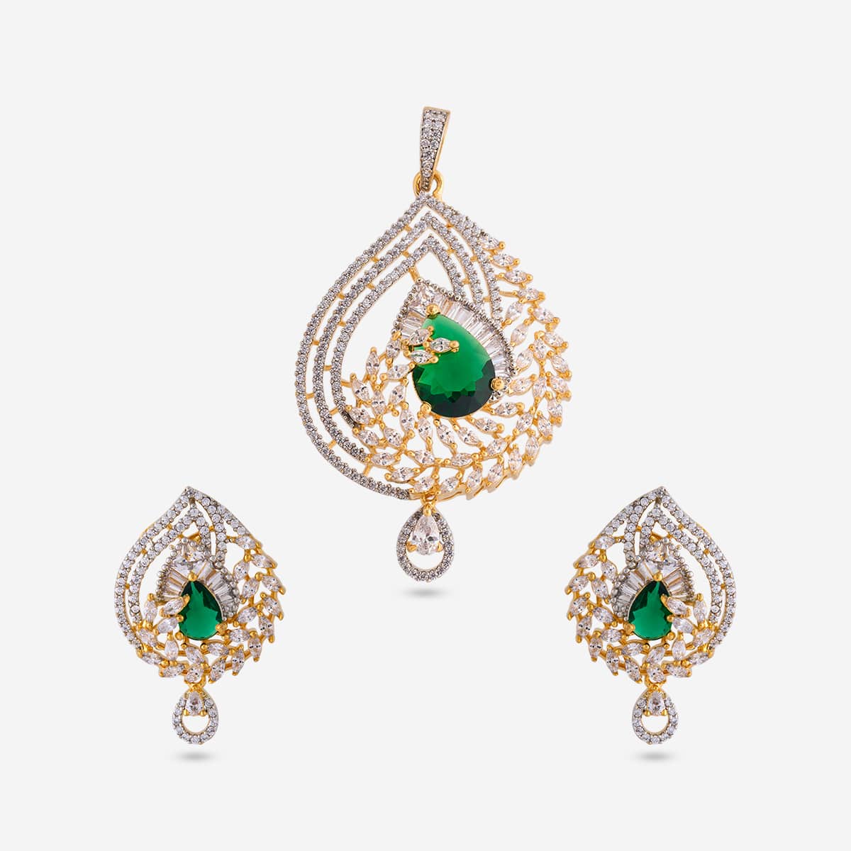 Zircon Pendant Set Zircon Pendant Earring 197806
