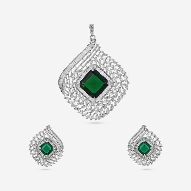 Zircon Pendant Set Zircon Pendant Earring 197804
