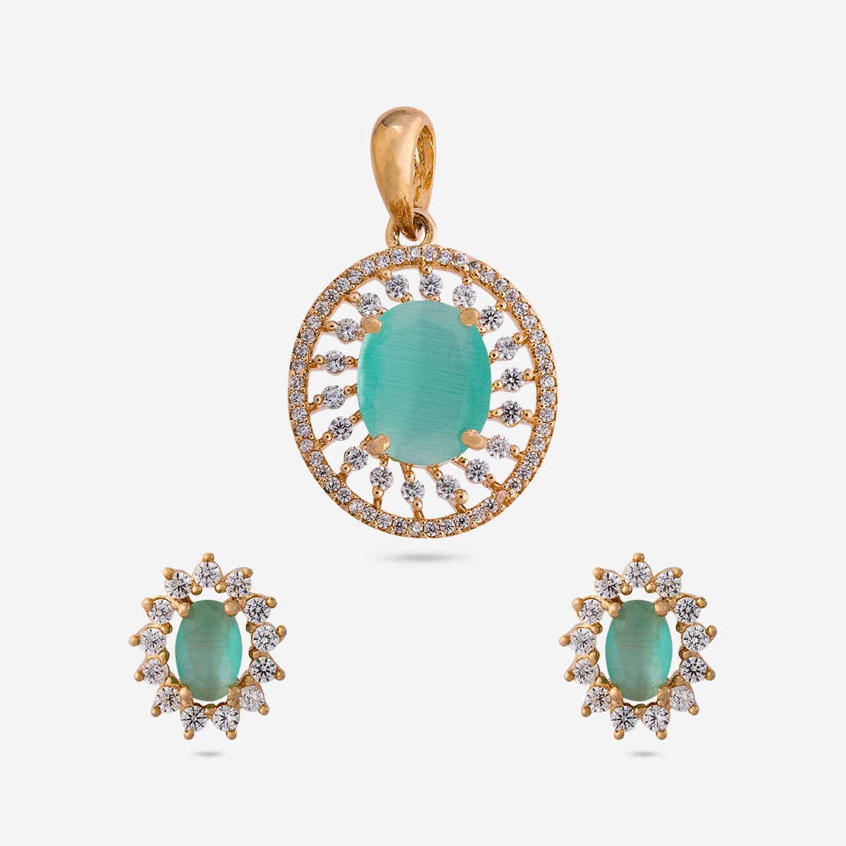 Zircon Pendant Set Zircon Pendant Earring 182055