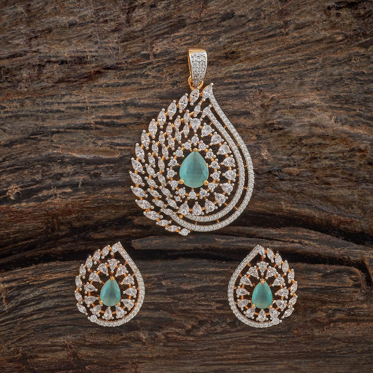 Zircon Pendant Set Zircon Pendant Earring 182053