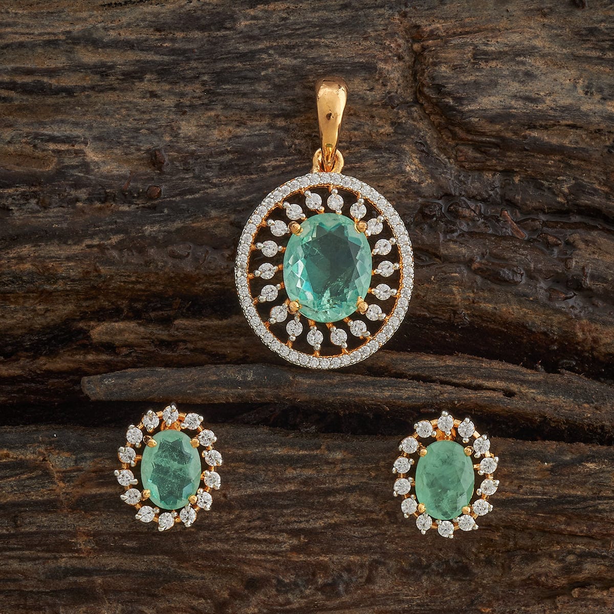 Zircon Pendant Set Zircon Pendant Earring 182055