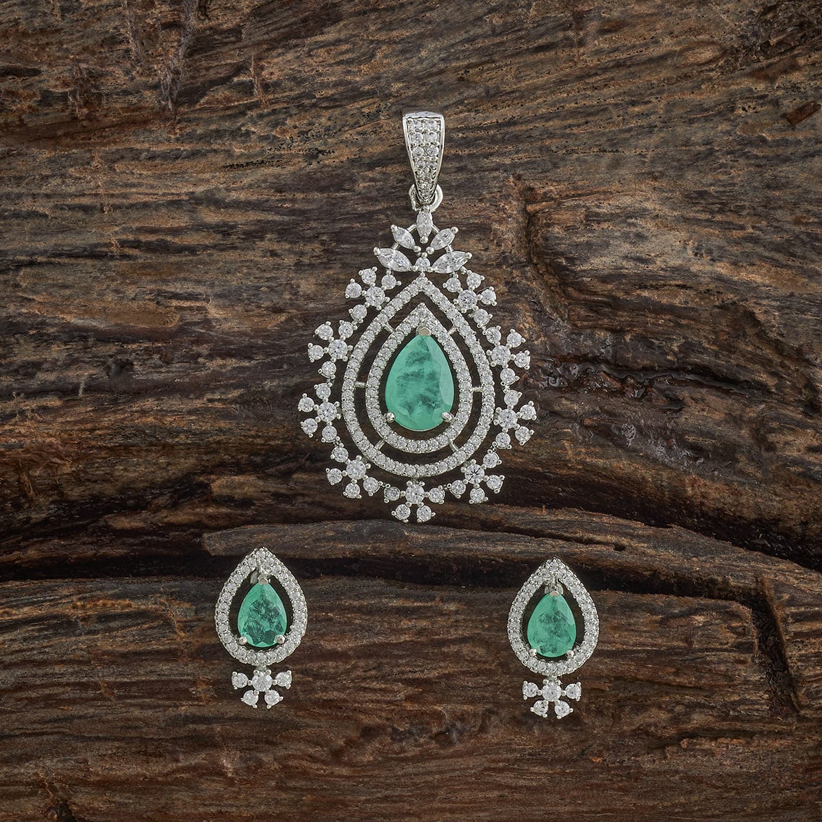 Zircon Pendant Set Zircon Pendant Earring 182054