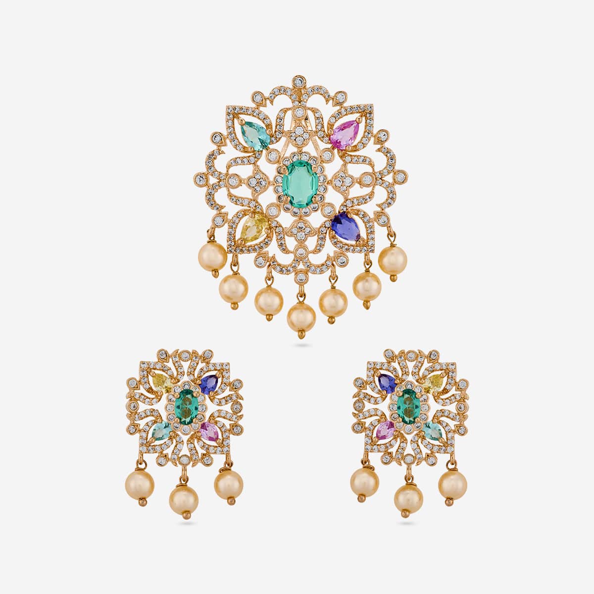 Zircon Pendant Set Zircon Pendant Earring 198951