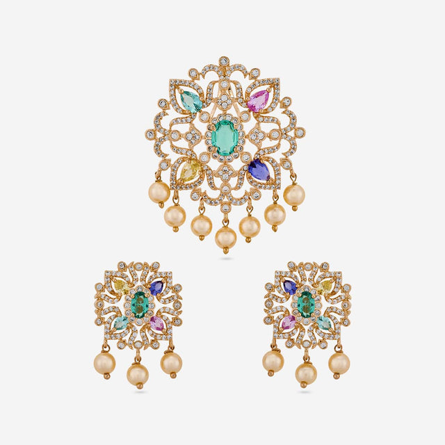 Zircon Pendant Set Zircon Pendant Earring 198951