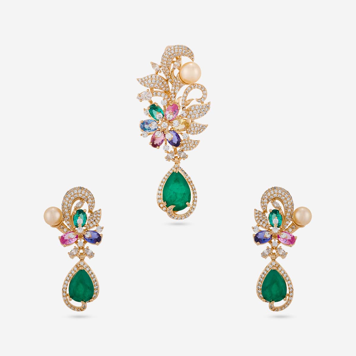 Zircon Pendant Set Zircon Pendant Earring 200314