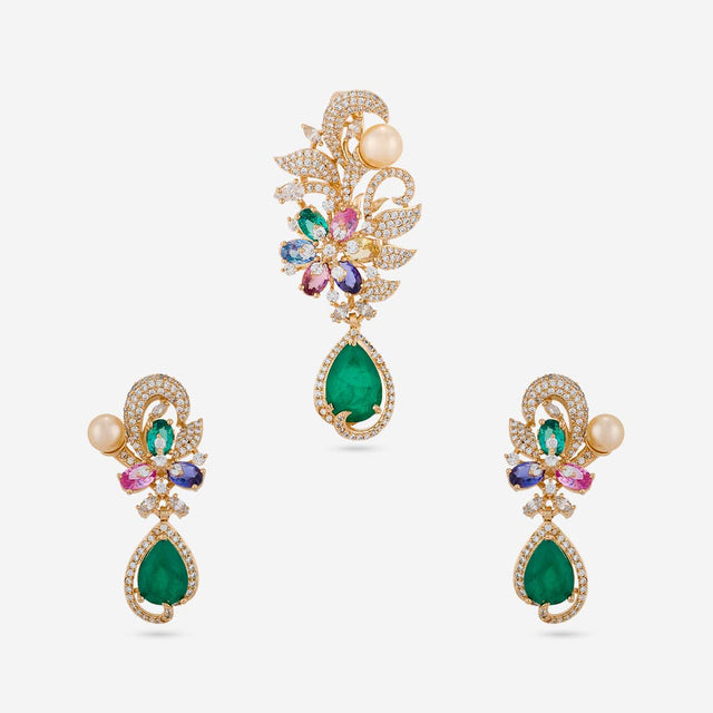Zircon Pendant Set Zircon Pendant Earring 200314
