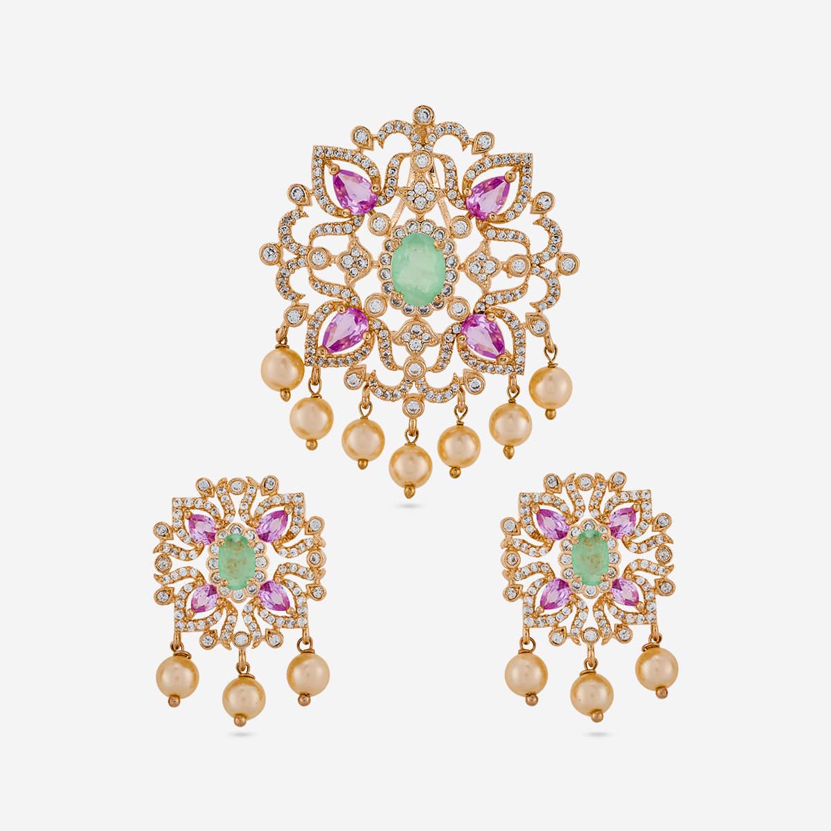Zircon Pendant Set Zircon Pendant Earring 198951