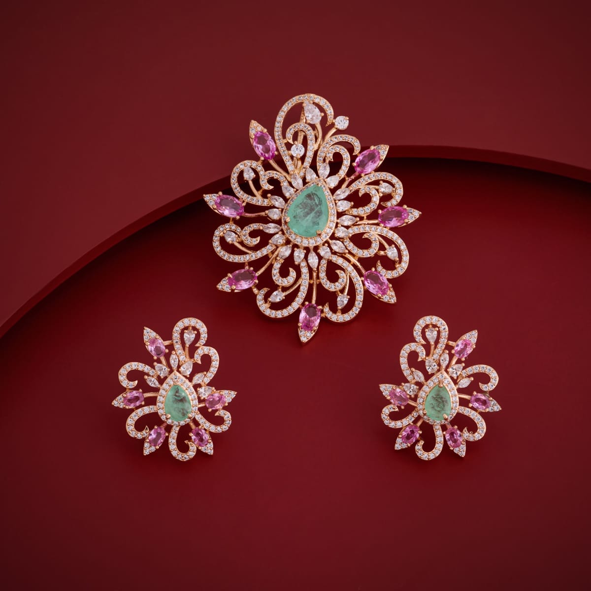 Zircon Pendant Set Zircon Pendant Earring 200256
