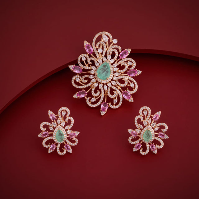 Zircon Pendant Set Zircon Pendant Earring 200256