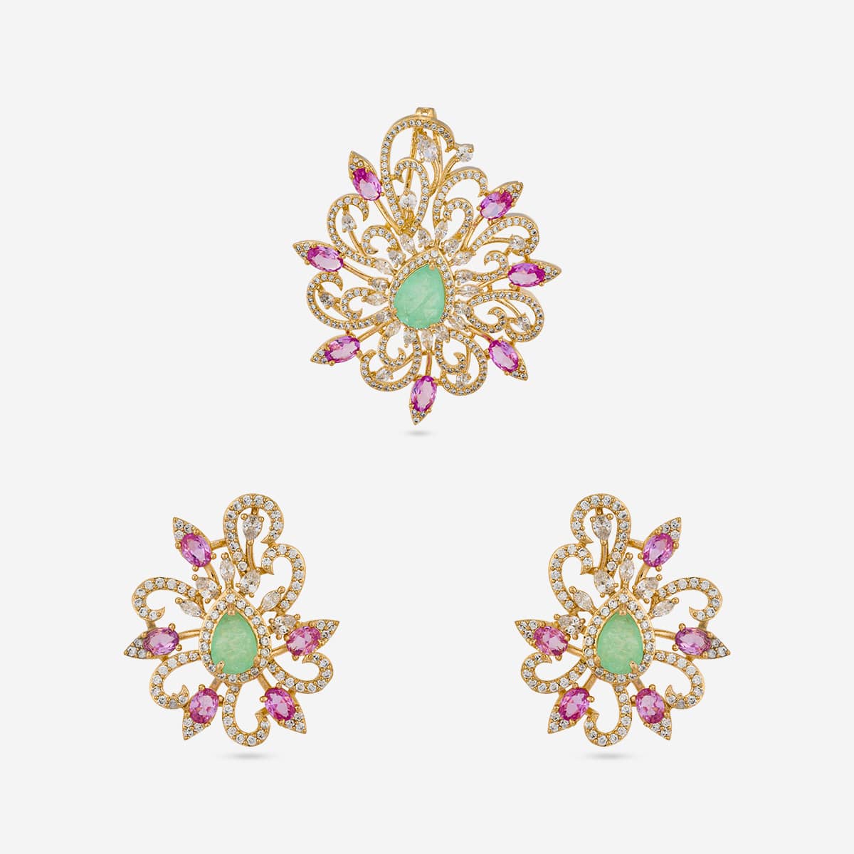 Zircon Pendant Set Zircon Pendant Earring 200256