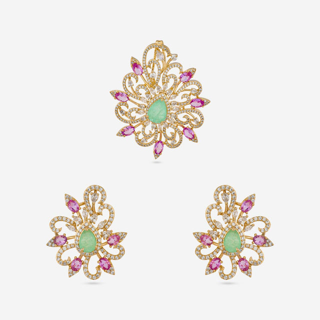 Zircon Pendant Set Zircon Pendant Earring 200256