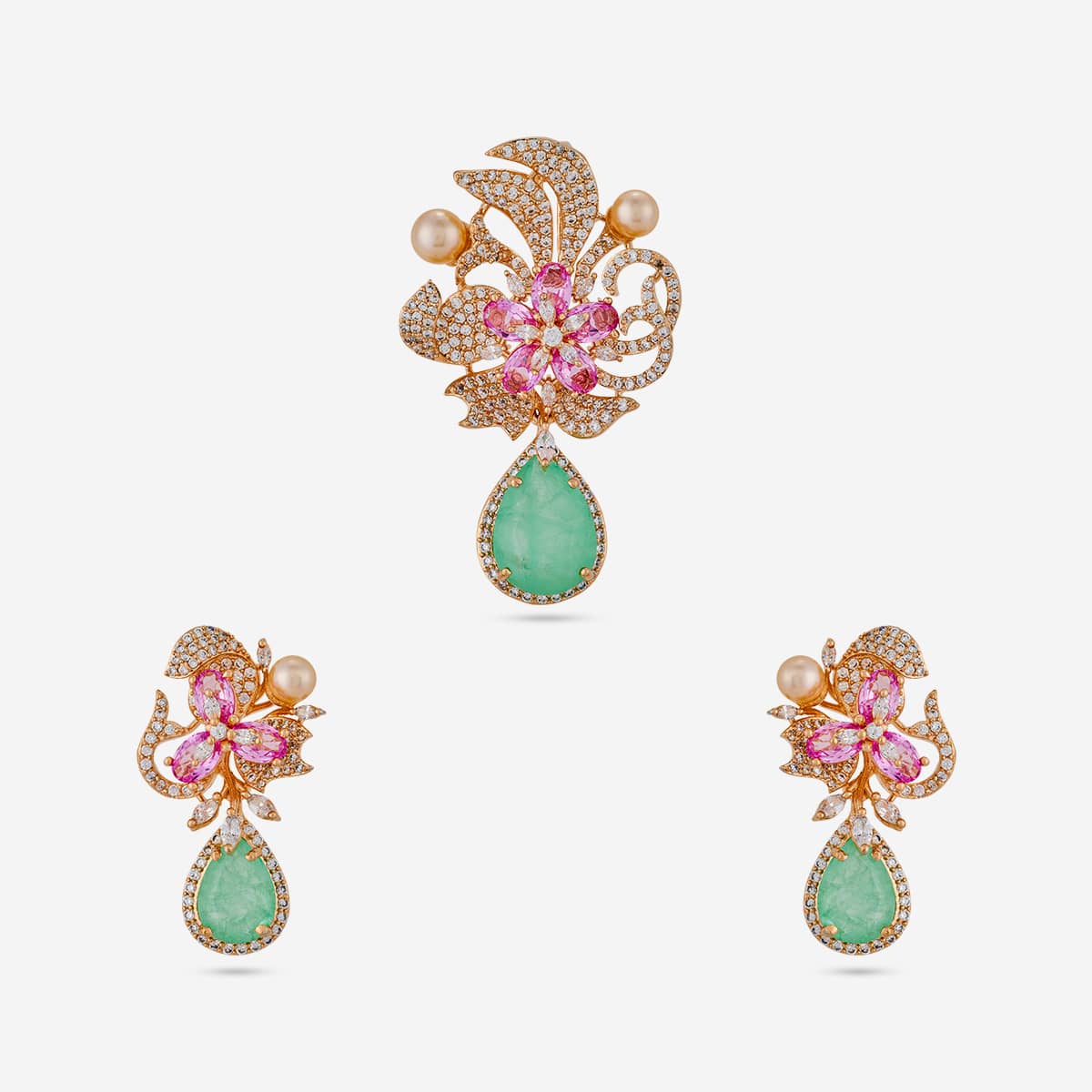 Zircon Pendant Set Zircon Pendant Earring 200313