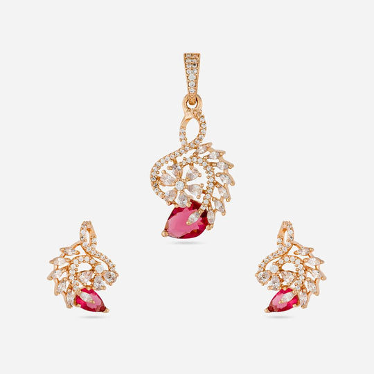 Zircon Pendant Set Zircon Pendant Earring 202364
