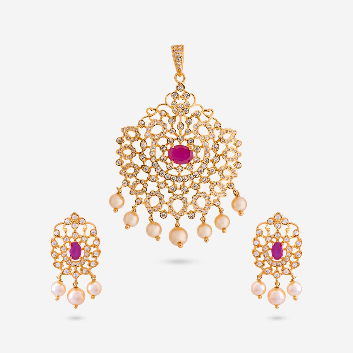 Zircon Pendant Set Zircon Pendant Earring 197138