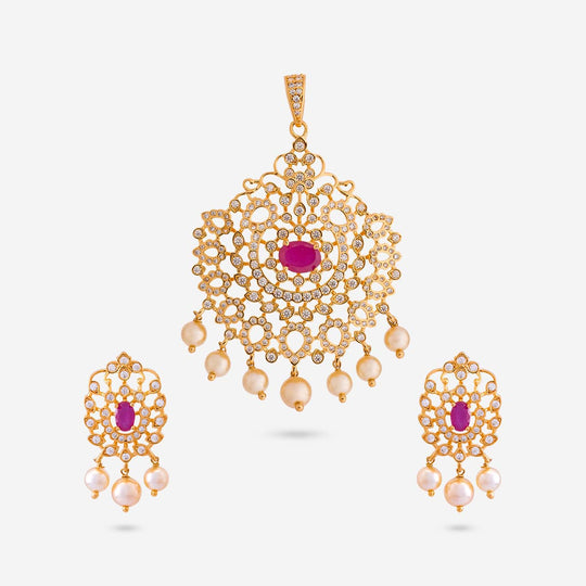 Zircon Pendant Set Zircon Pendant Earring 197138