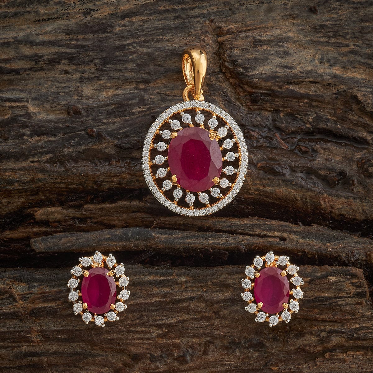 Zircon Pendant Set Zircon Pendant Earring 182055