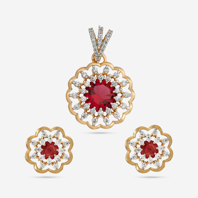 Zircon Pendant Set Zircon Pendant Earring 182478