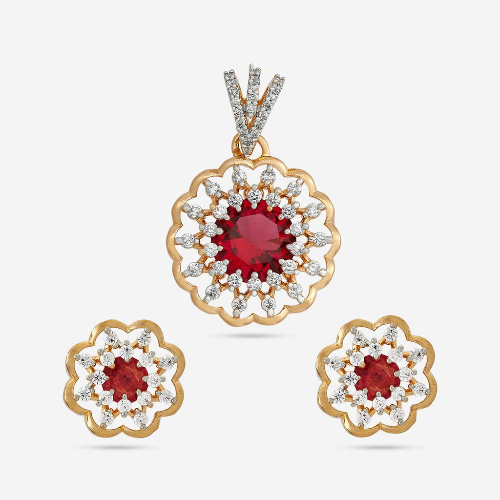 Zircon Pendant Set Zircon Pendant Earring 182478