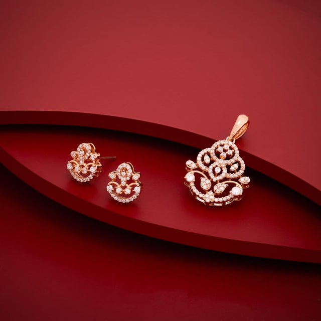 Zircon Pendant Set Zircon Pendant Earring 197466