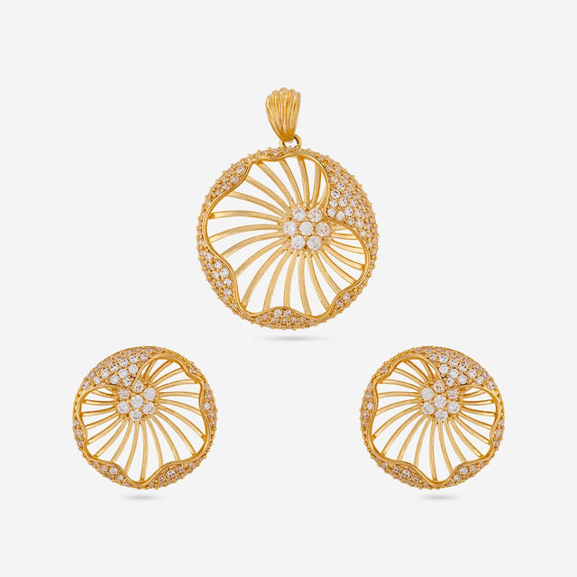 Zircon Pendant Set Zircon Pendant Earring 201401