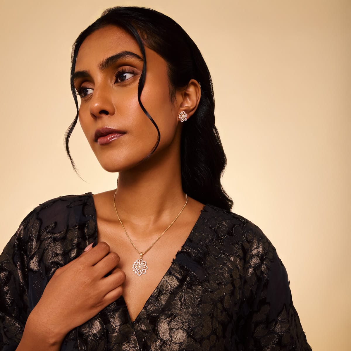Zircon Pendant Set Zircon Pendant Earring 199231