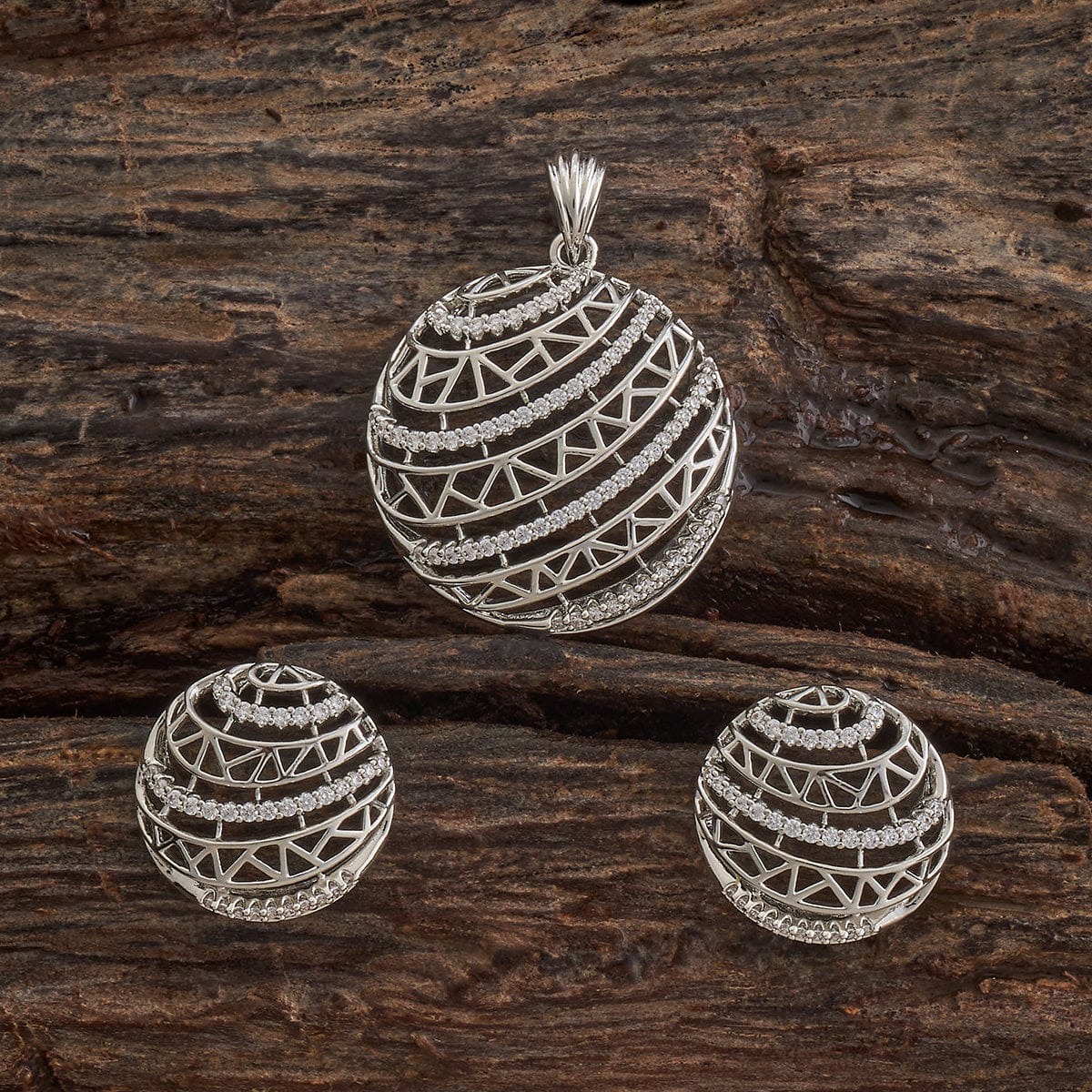 Zircon Pendant Set Zircon Pendant Earring 184738