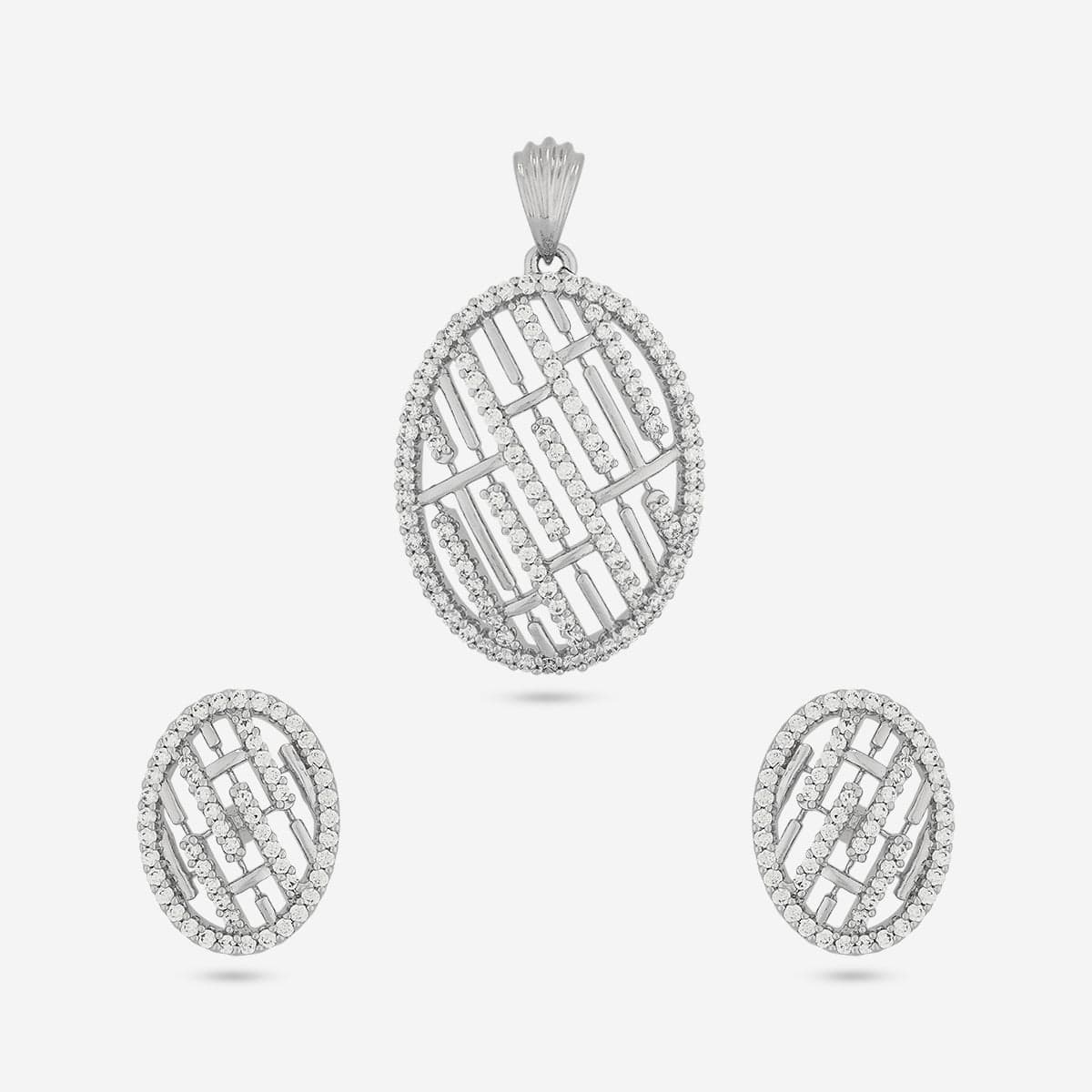 Zircon Pendant Set Zircon Pendant Earring 191784