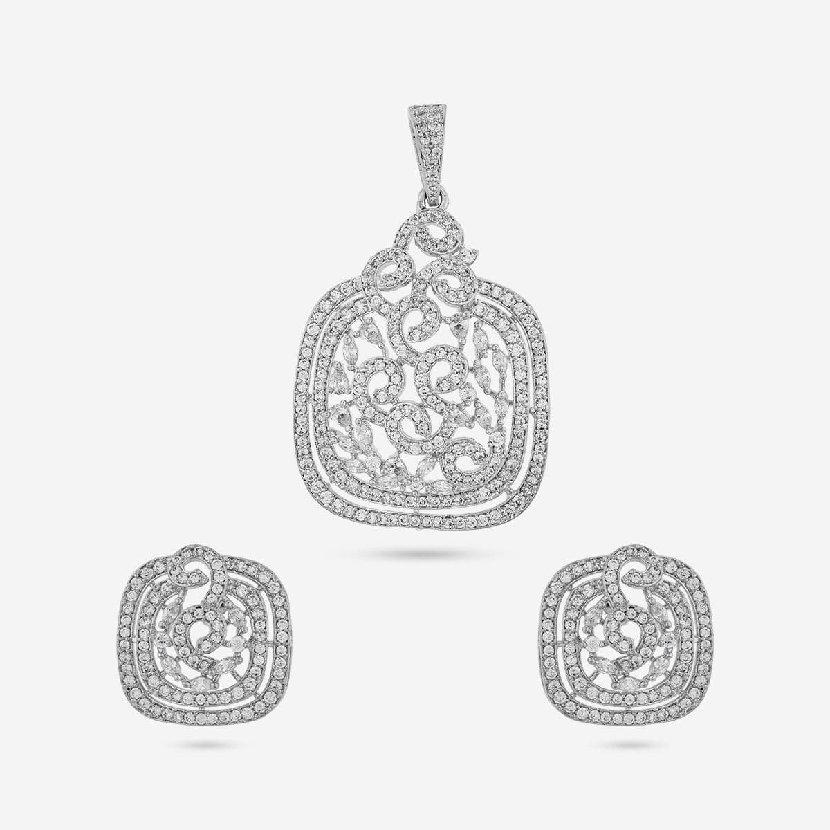 Zircon Pendant Set Zircon Pendant Earring 195229