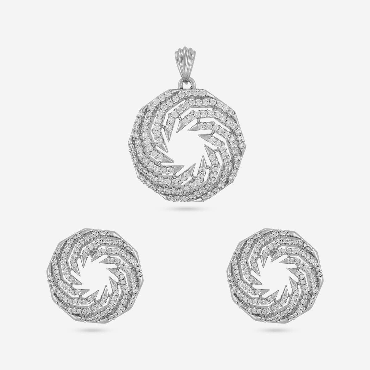 Zircon Pendant Set Zircon Pendant Earring 196907