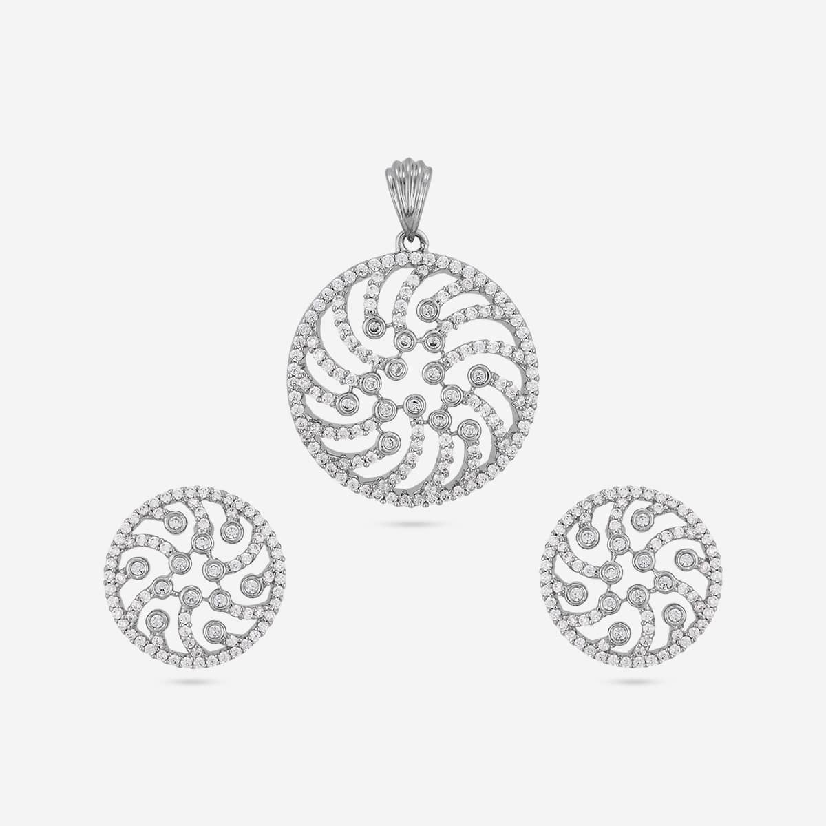 Zircon Pendant Set Zircon Pendant Earring 196908